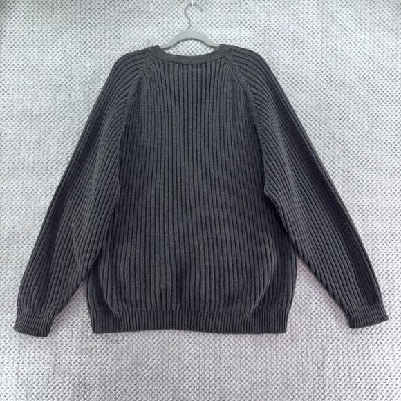 Gulf Traders Grandpa Cardigan Sweater Mens XL Gray Rib Knit Ramie Cotton V-Neck - Picture 5 of 10